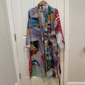 Thrifted long kimono jacket